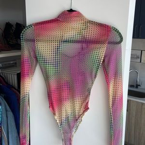 Vibrant PolkaDot Turtleneck Body Suit - Y2K
